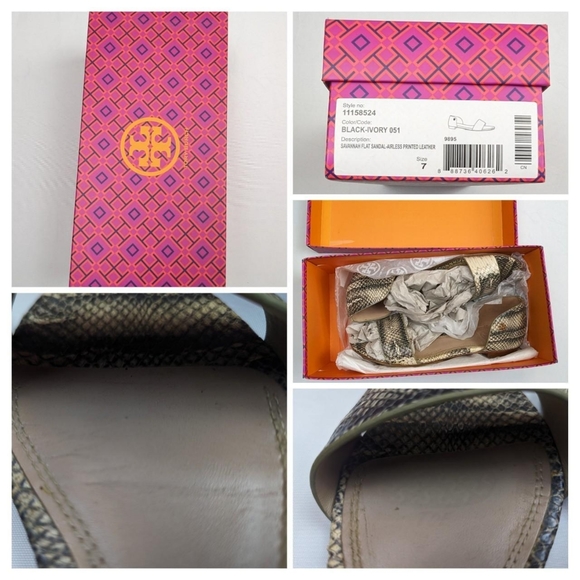 Tory Burch Snakeskin Print Savannah Flat Sandal - Picture 8 of 8